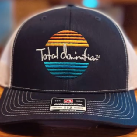 Total Domination Sports Sunset and Sea trucker hat is one of our best sellers
