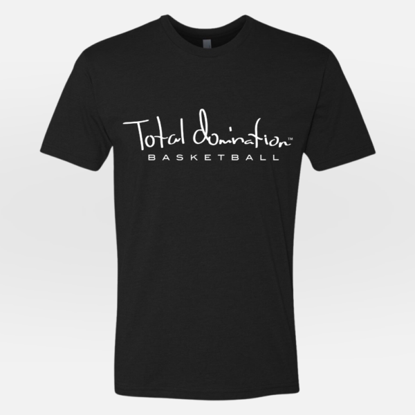 Total Domination black t-shirt with white basketball logo