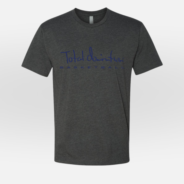 Total Domination charcoal t-shirt with navy basketball logo