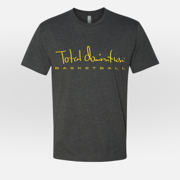 Total Domination charcoal t-shirt with yellow basketball logo