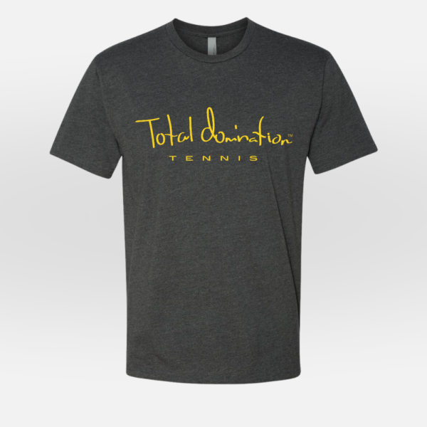 Total Domination Sport Charcoal T-Shirt with Yellow Tennis Logo