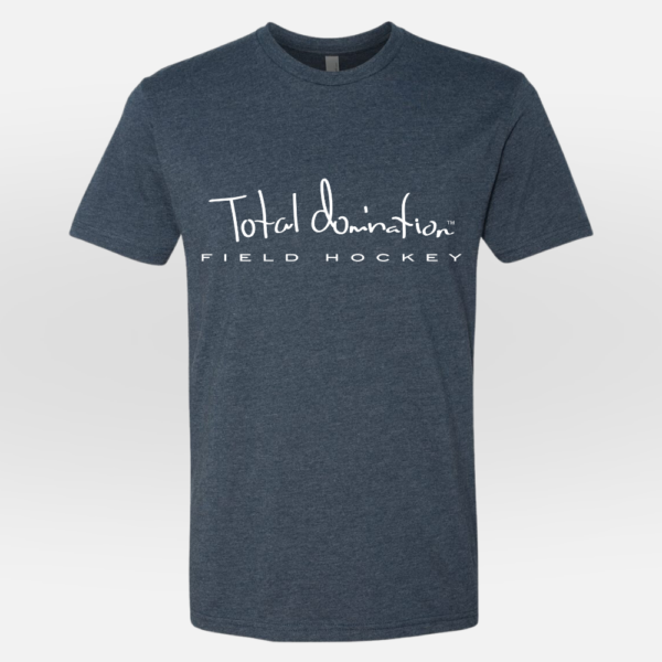 Total Domination Sports navy t-shirt with white field hockey logo