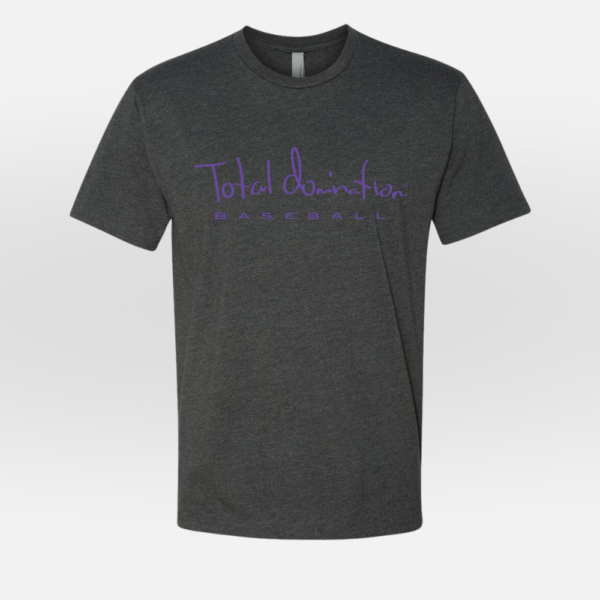 Total Domination Sport Charcoal T-Shirt with Purple Baseball Logo