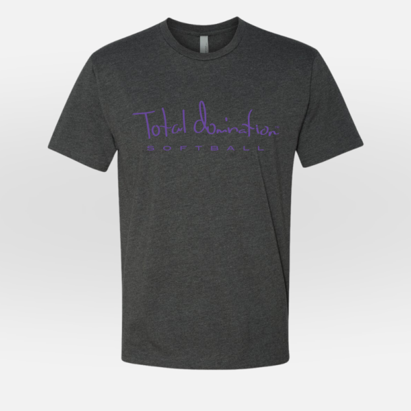 Total Domination Sport Charcoal T-Shirt with Purple Softball Logo