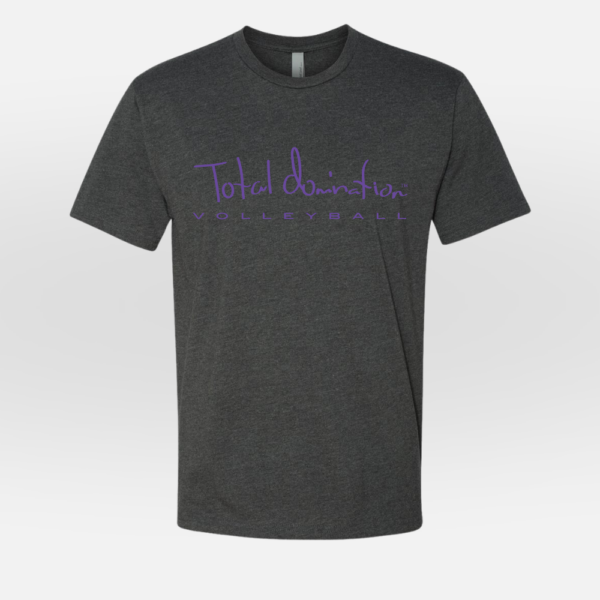 Total Domination Sport Charcoal T-Shirt with Purple Volleyball Logo