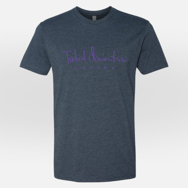 Total Domination Sports navy t-shirt with purple hockey logo