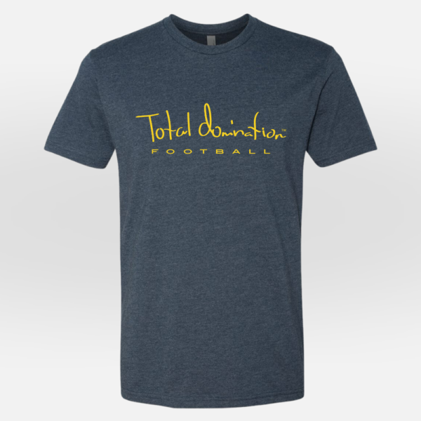 Total Domination Sports navy t-shirt with yellow football logo