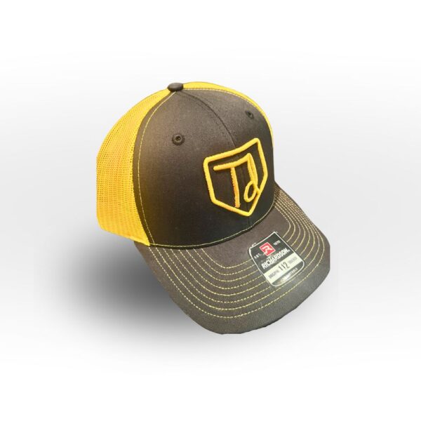 This foam and mesh trucker-style hat features the TD baseball icon logo in orange.